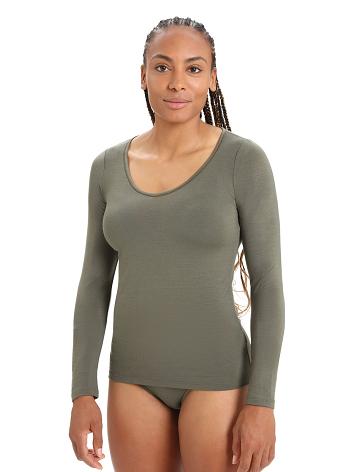 Bielizny Icebreaker Merino Siren Long Sleeve Sweetheart Top Damskie Oliwkowe | PL 1259TCEV